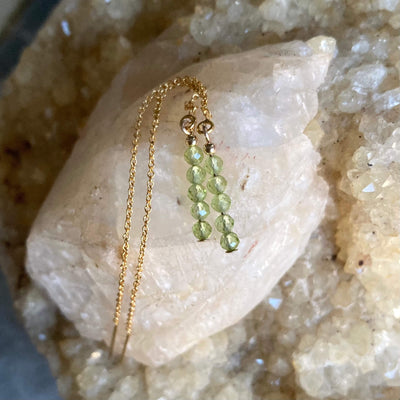Peridot Gold womens crystal Thread Earrings
