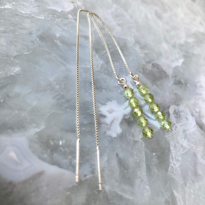 Peridot Thread Earrings for healing