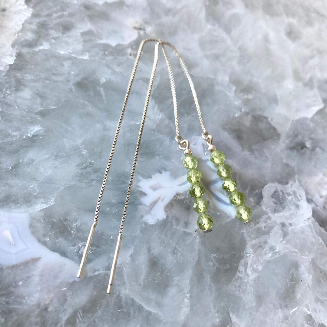 Peridot Thread Earrings for women