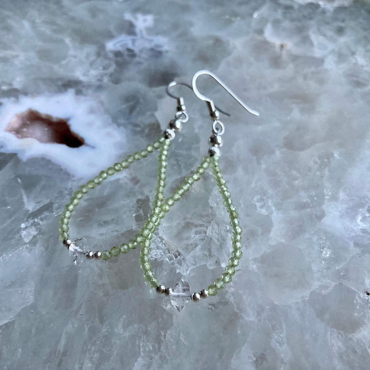 Peridot & Herkimer Diamond Earrings