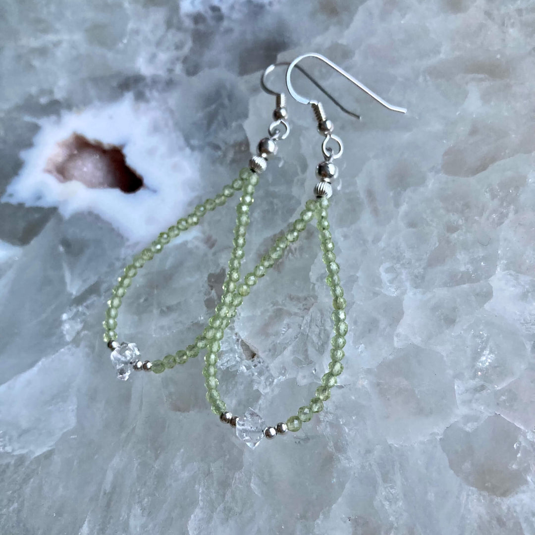 Peridot & Herkimer Diamond Earrings3