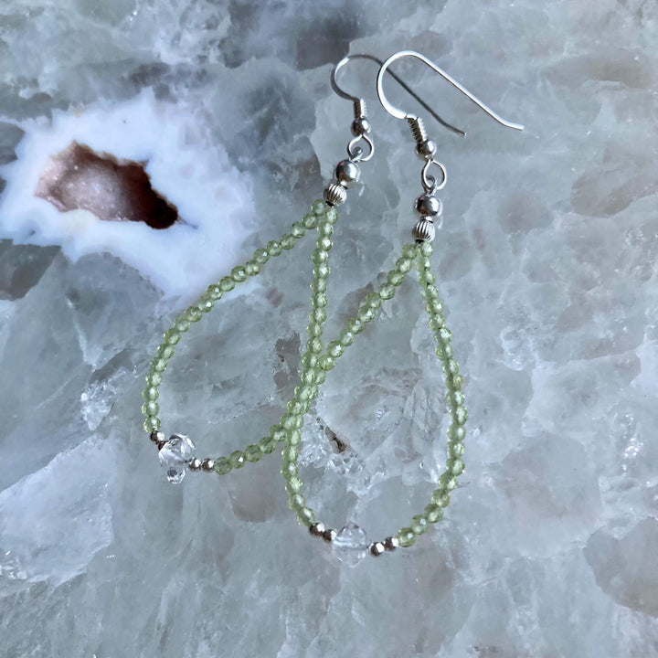 Peridot & Herkimer Diamond Earrings4