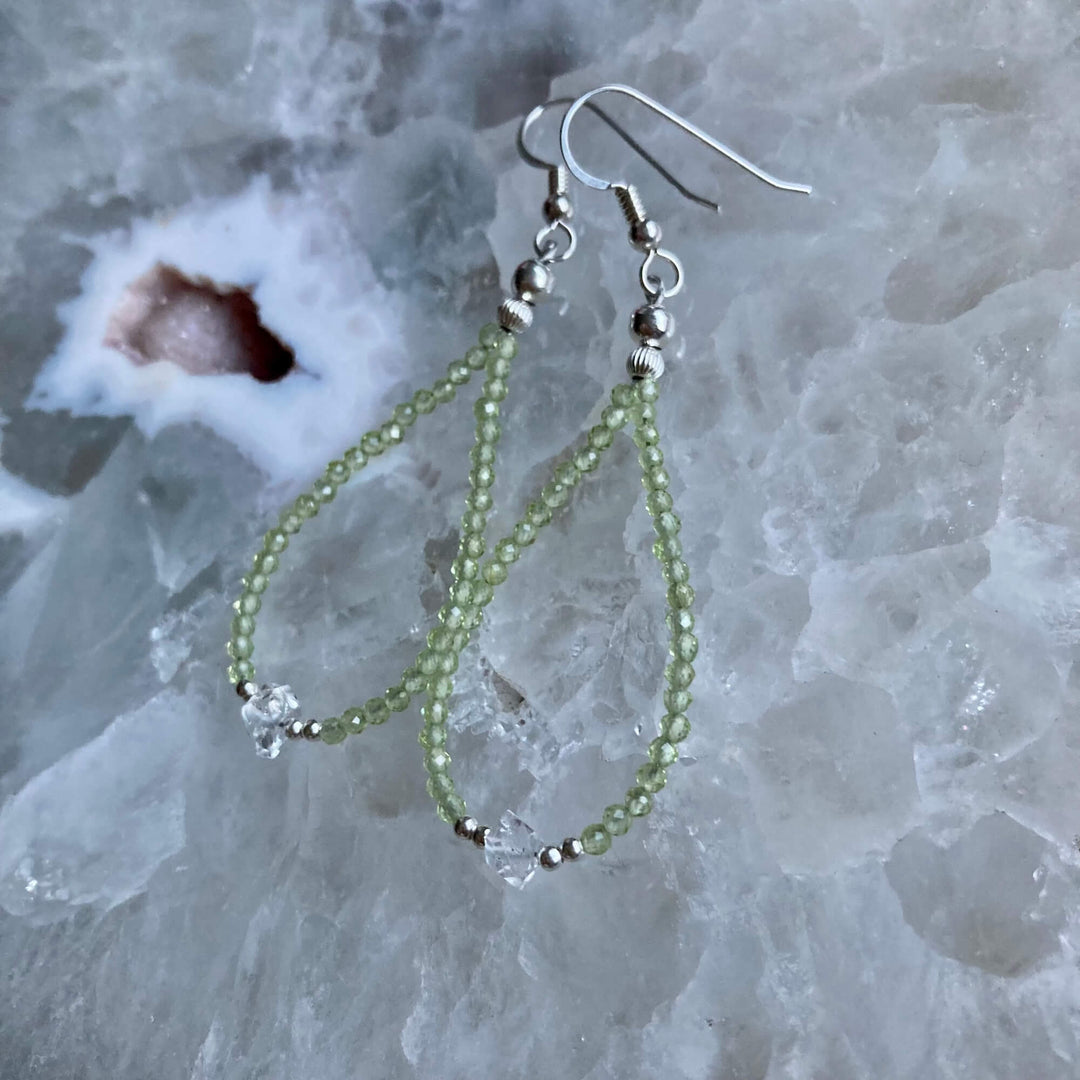 Peridot & Herkimer Diamond Earrings7