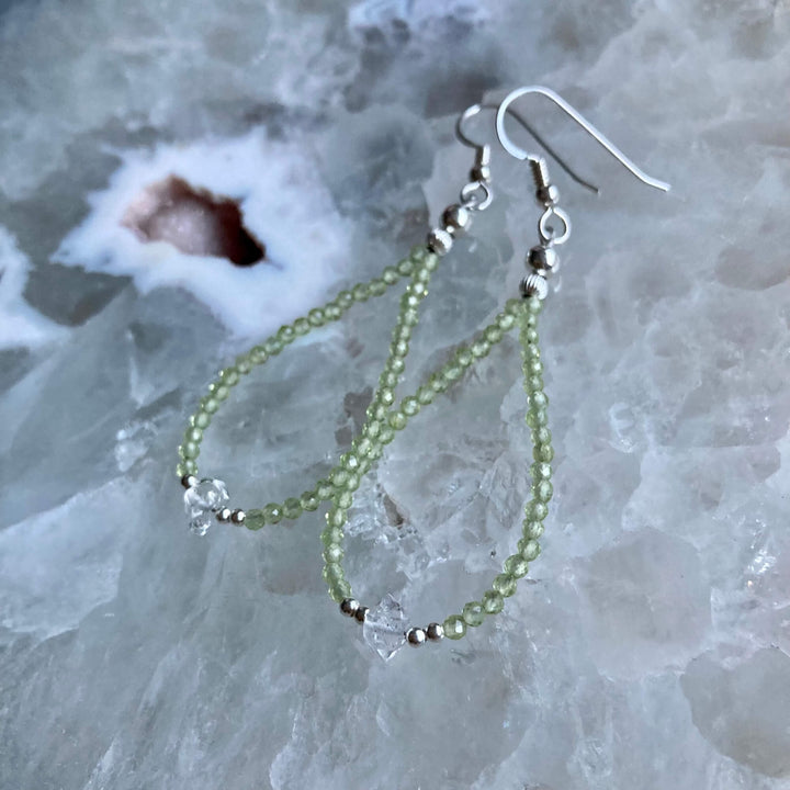 Peridot & Herkimer Diamond Earrings for healing