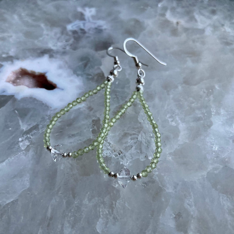 Peridot & Herkimer Diamond Earrings for ladies