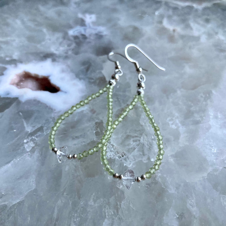 Peridot & Herkimer Diamond Earrings for women