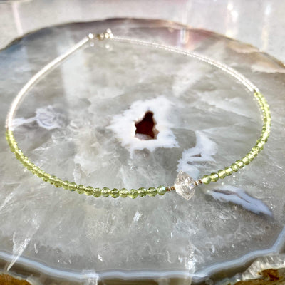 Peridot & Herkimer Diamond Necklace for women