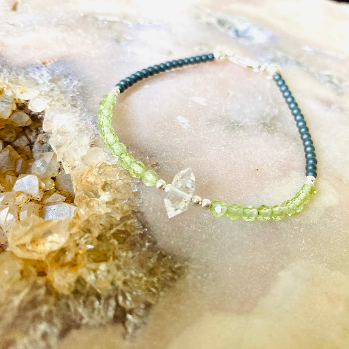 Peridot & Herkimer august birthstone bracelet