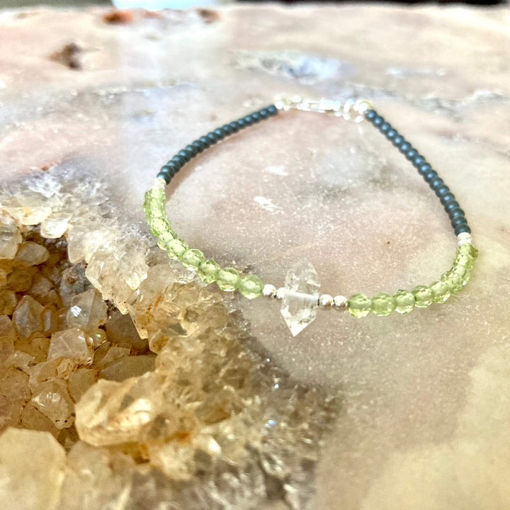 Peridot & Herkimer bracelet august 