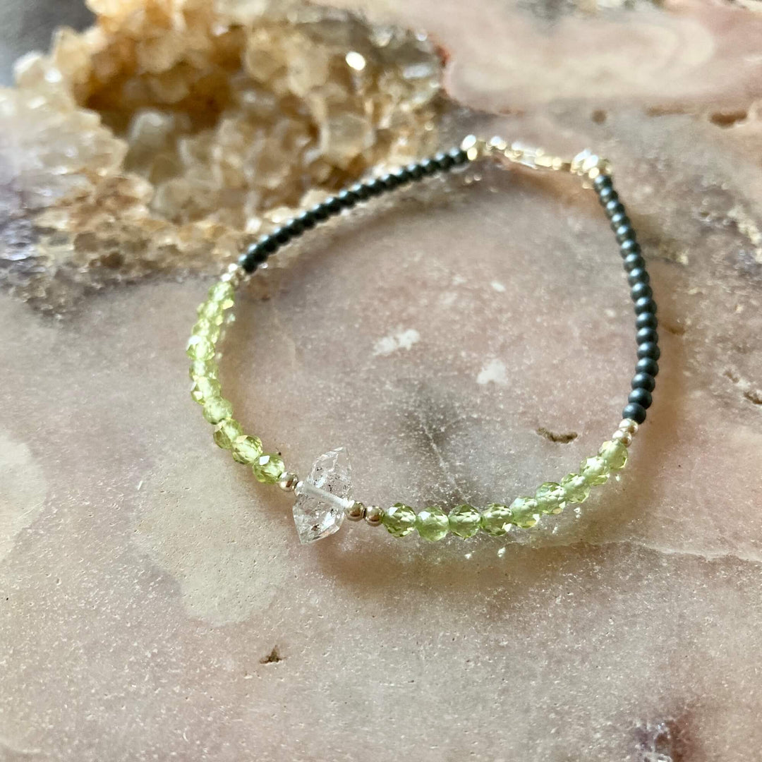 Peridot & Herkimer bracelet for ladies