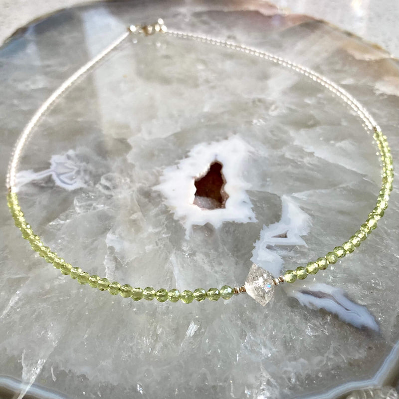 Peridot & Herkimer Diamond healing Necklace