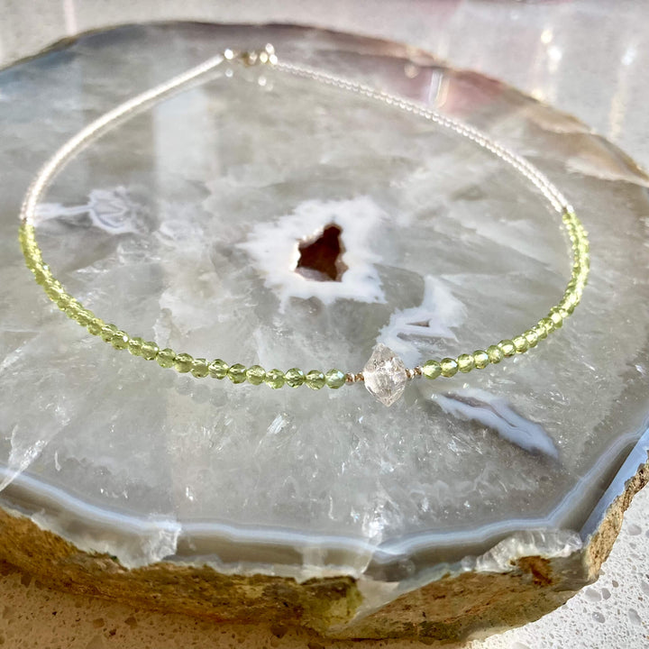 Peridot & Herkimer Diamond ladies Necklace