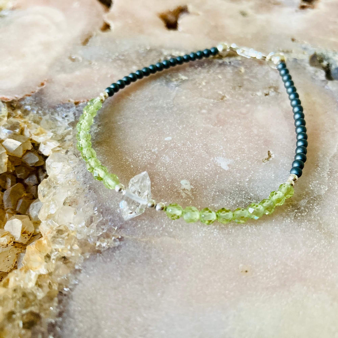 Peridot & Herkimer ladies healing bracelet