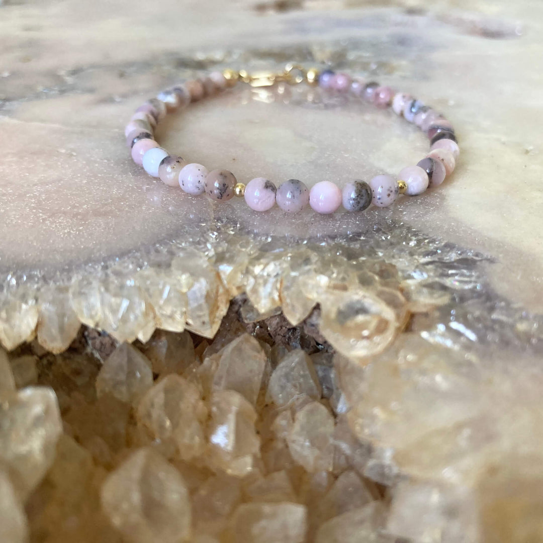 Pink Opal Gold Bracelet