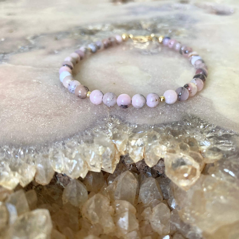 Pink Opal Gold Healing Bracelet