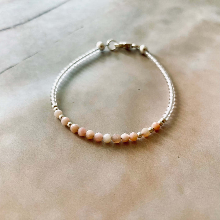 Pink opal girls october birthstone bracelet