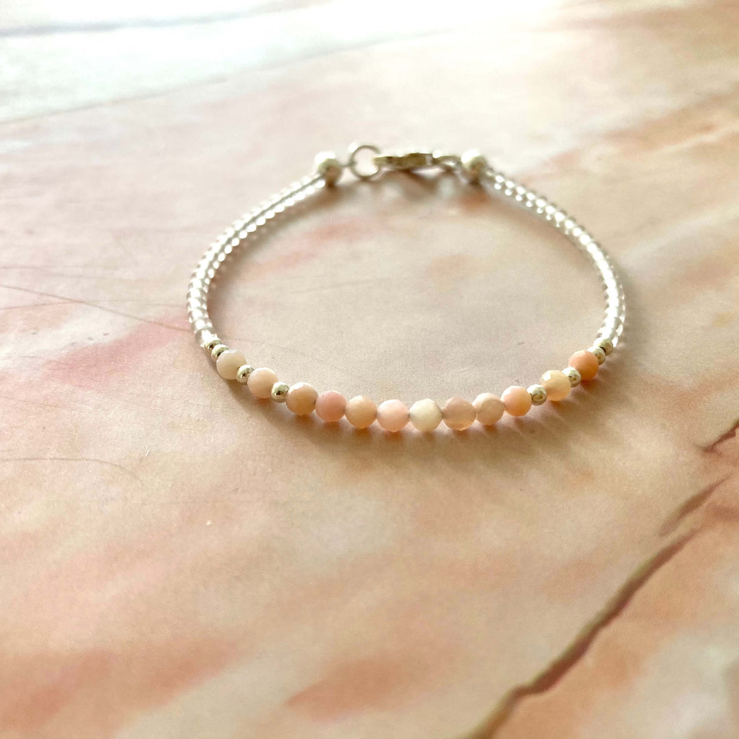 Pink opal girls bracelet for october birthdays