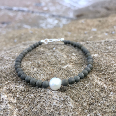 Pyrite and pearl bracelet