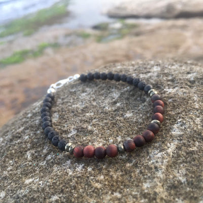 Red Tigers Eye, Pyrite & Lava Stone Bracelet For Essential Oils