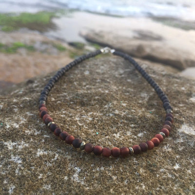 Red Tigers Eye, Pyrite & Lava Stone Diffuser Necklace