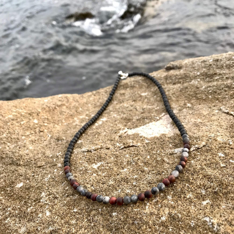 Red Tigers Eye and Larvikite for motivation and confidence necklace