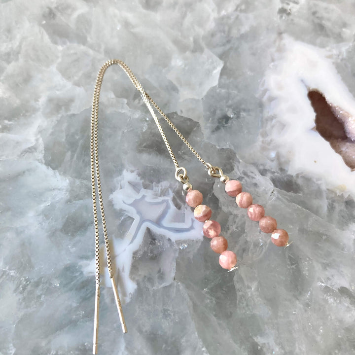 Rhodonite Thread Earrings