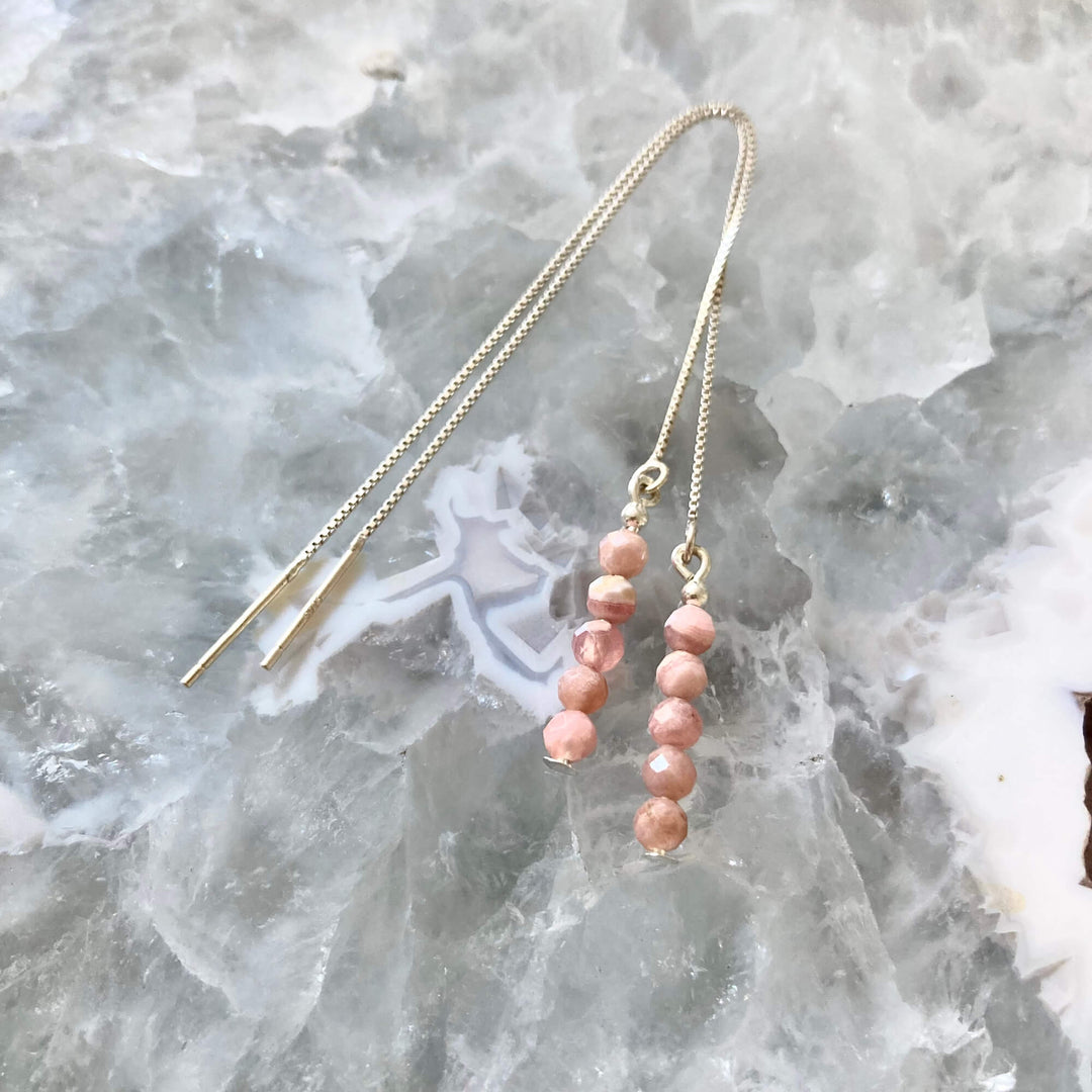 Rhodonite Thread Ladies Earrings