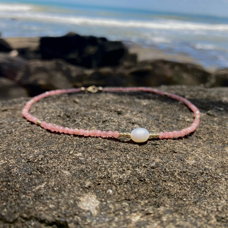 Rhodonite & Pearl Gold Empowerment Necklace