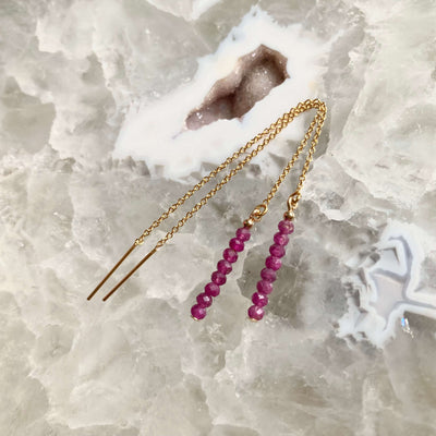 Ruby And Gold Thread Earrings for healing