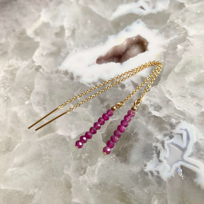 Ruby And Gold Thread ladies Earrings