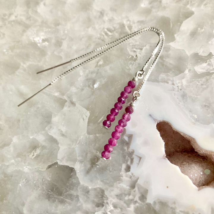 Ruby thread earrings