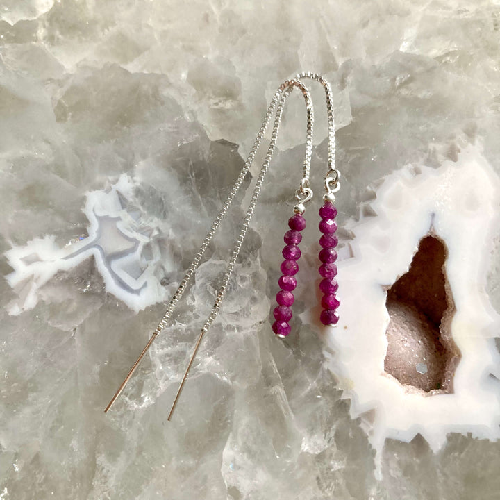 Ruby thread earrings for ladies