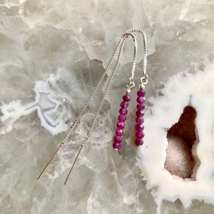 Ruby thread earrings for women