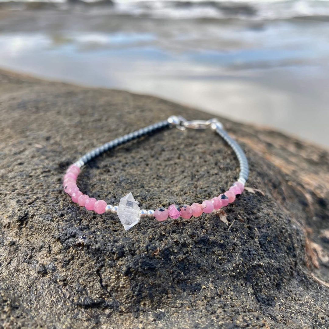 Ruby & Herkimer Diamond bracelet for women