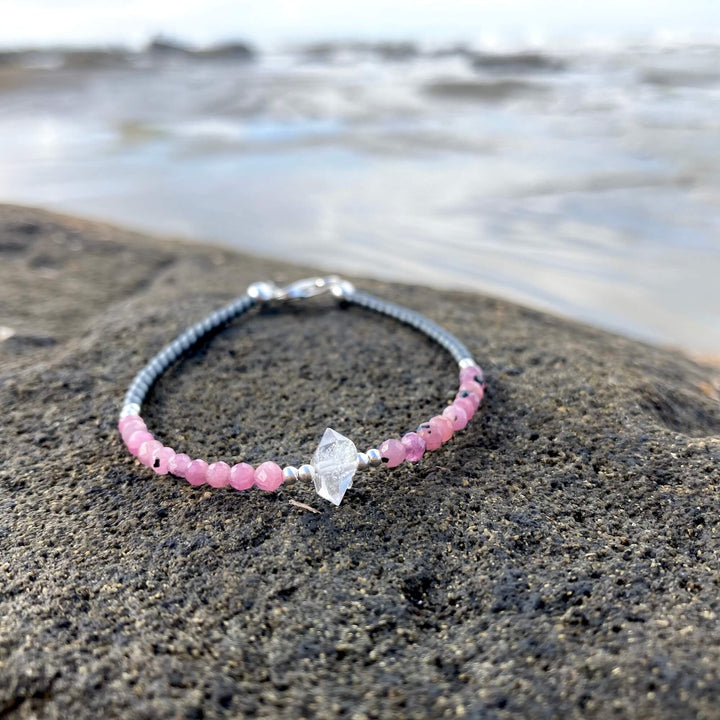 Ruby & Herkimer Diamond bracelet for healing