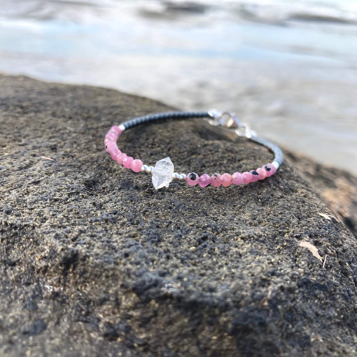 Ruby & Herkimer Diamond healing crystal  bracelet