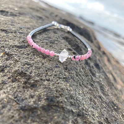 Ruby & Herkimer Diamond healing bracelet