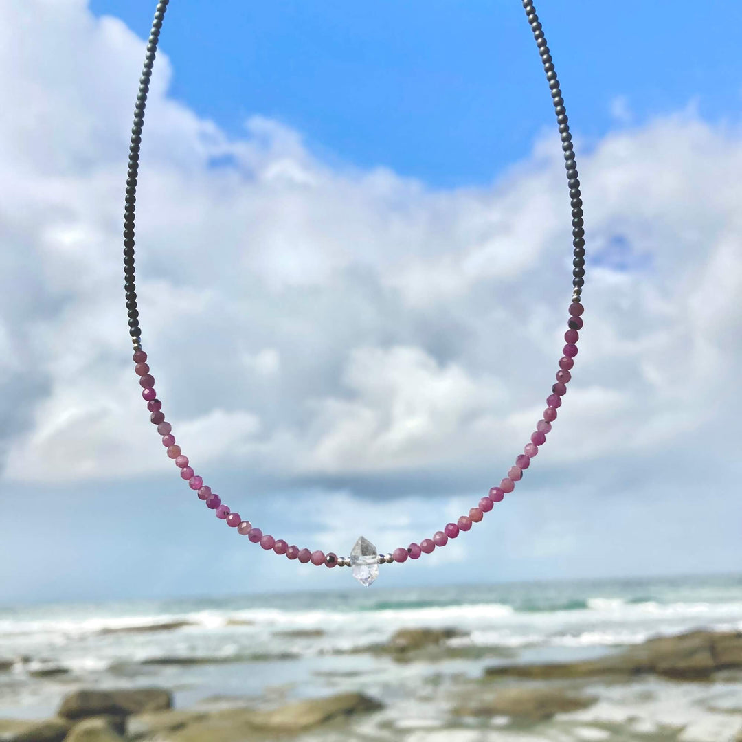 Ruby & Herkimer Diamond Necklace for ladies