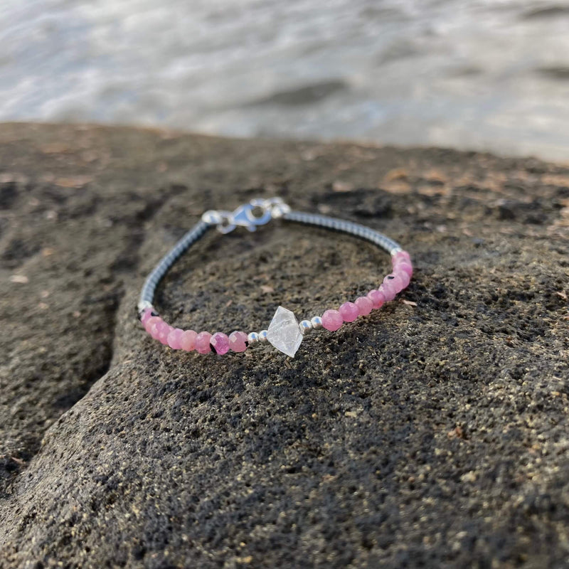 Ruby & Herkimer Diamond bracelet 