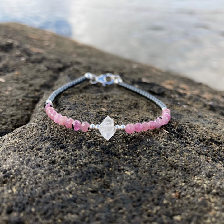 Ruby & Herkimer Diamond healing ladies bracelet