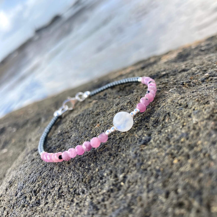 Ruby & moonstone bracelet for healing