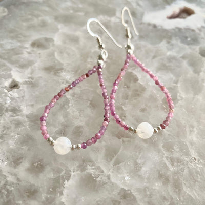 Ruby & moonstone healing earrings