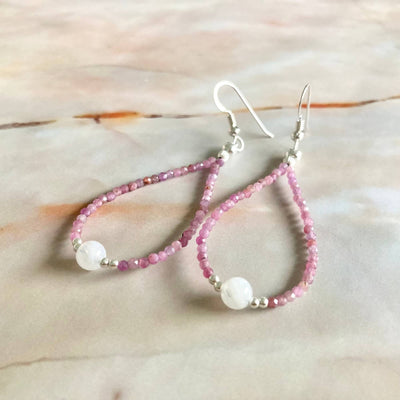 Ruby & moonstone earrings for healing