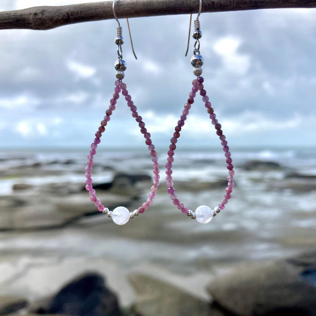 Ruby & Moonstone Earrings