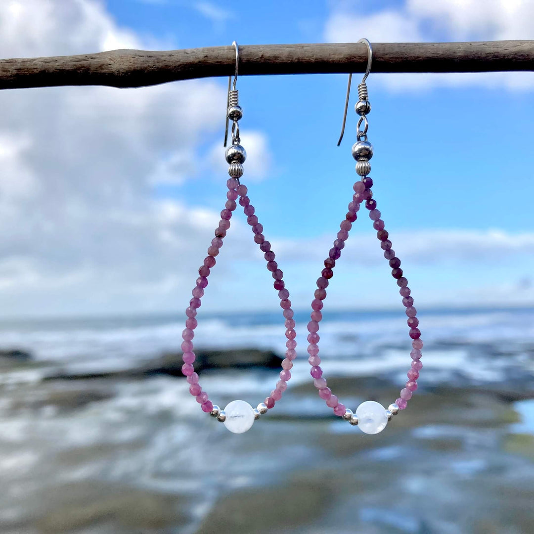 Ruby & moonstone earrings