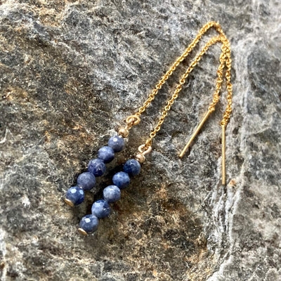 Sapphire and Gold Thread Earrings for ladies