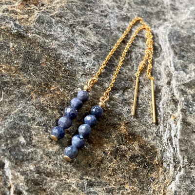 Sapphire and Gold Thread healing Earrings