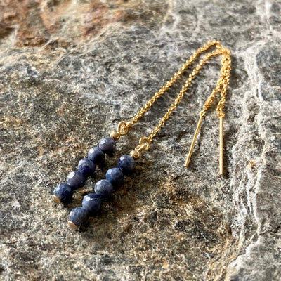 Sapphire and Gold Thread ladies Earrings