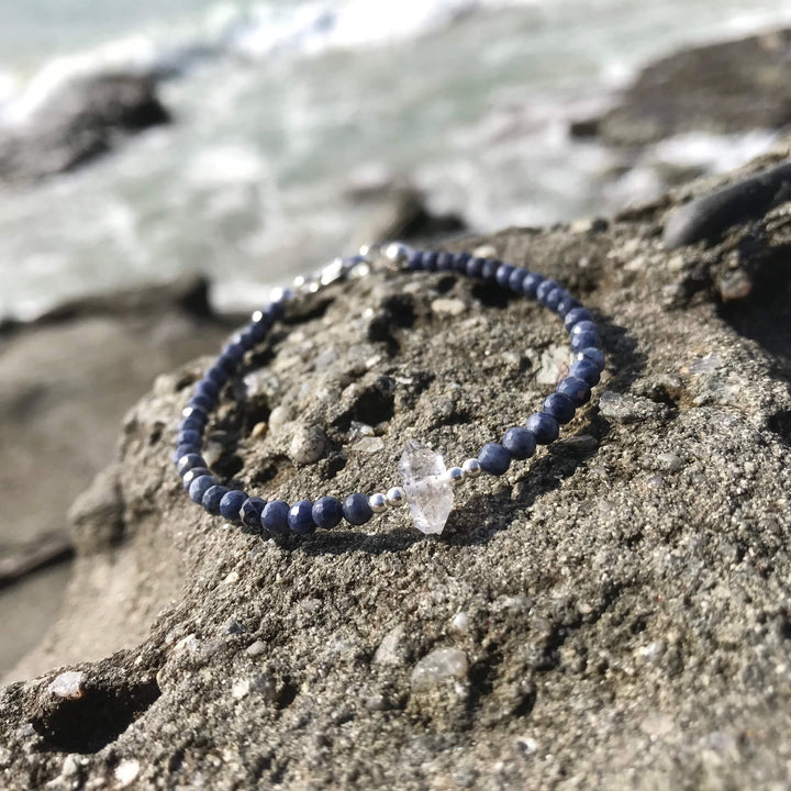 Sapphire & Herkimer Diamond healing ladies Bracelet