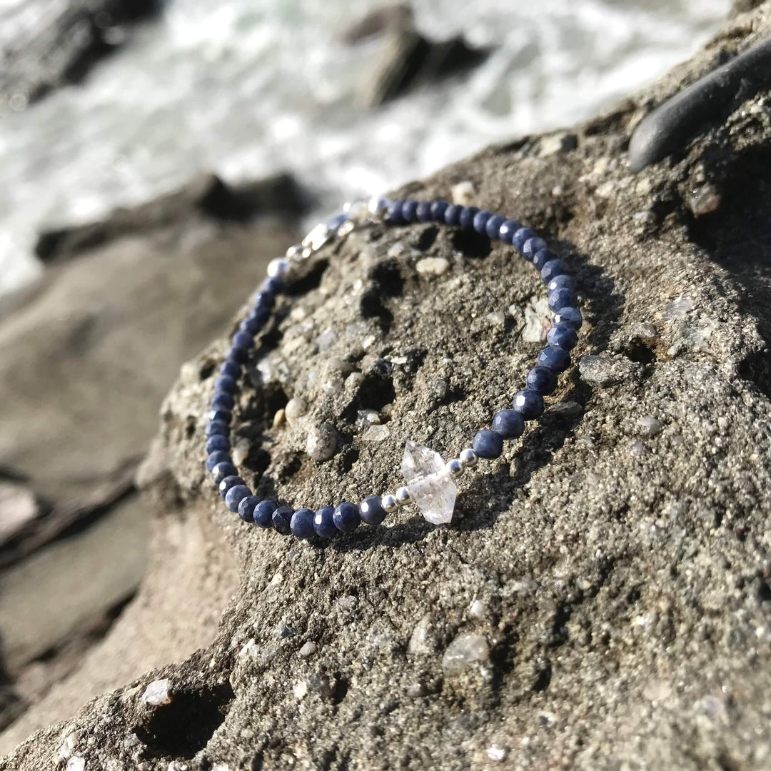 Sapphire & Herkimer Diamond ladies crystal Bracelet